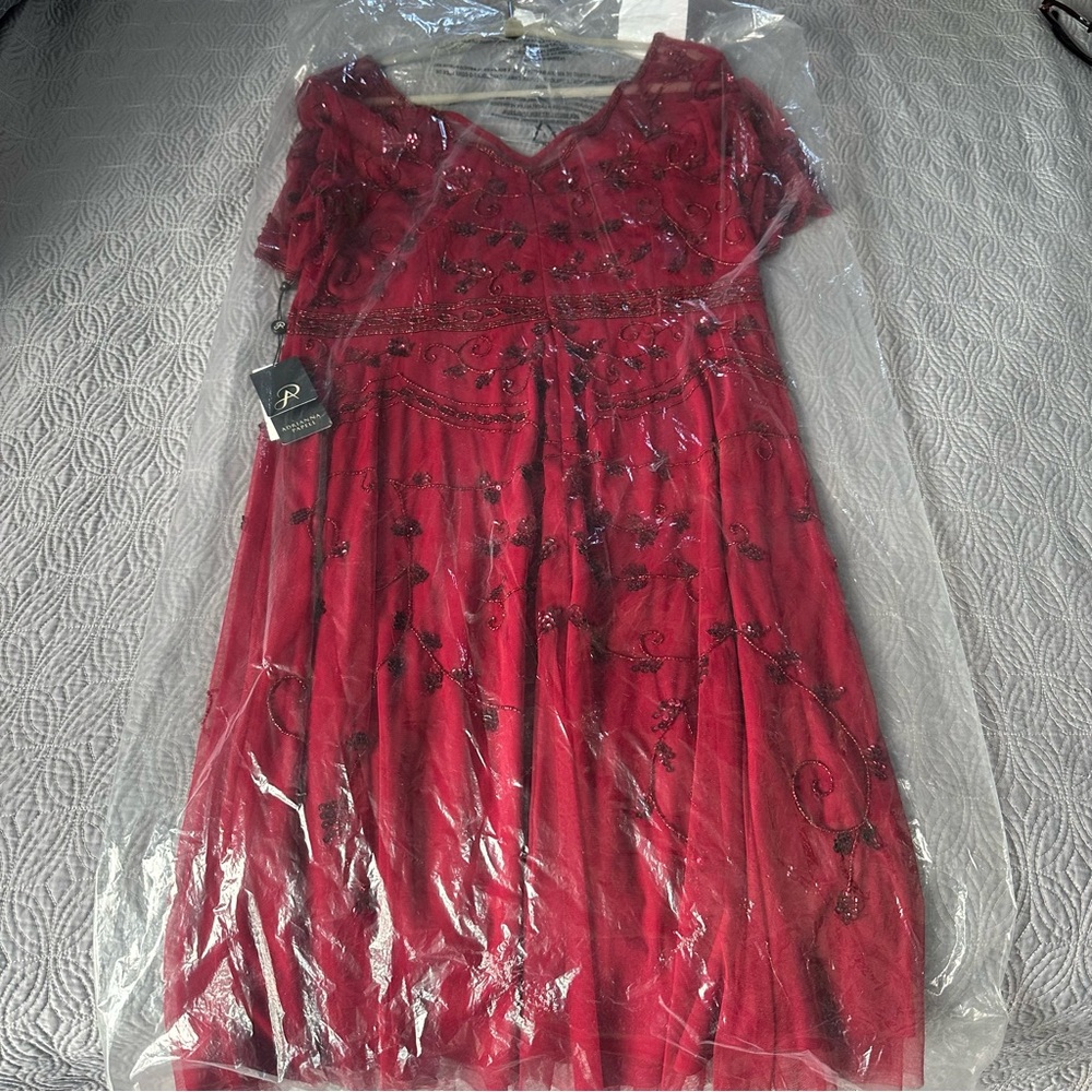 Adrianna Papell Red Beaded Dress